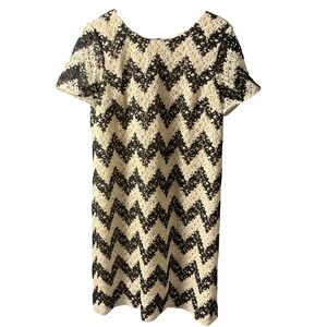 Talbots Womens Black White Chevron Floral Crochet Lace Shift Dress Size 12